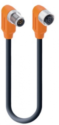 Sensor-Aktor Kabel, M12-Kabelstecker, gerade auf M12-Kabeldose, abgewinkelt, 8-polig, 0.25 m, PUR, schwarz, 2 A, 3642