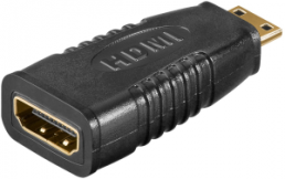 HDMI-Adapter Buchse Typ A auf Stecker Typ C, vergoldet, schwarz