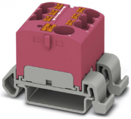 Verteilerblock, Push-in-Anschluss, 0,2-6,0 mm², 7-polig, 32 A, 6 kV, pink, 3273741