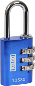 Zahlenschloss, Stufe 3, Bügel (H) 27 mm, blau, Stahl, (B) 30 mm, K10530BLUD