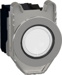 Drucktaster, beleuchtbar, Bund rund, weiß, Frontring schwarz, Einbau-Ø 30.5 mm, XB4FW31B5