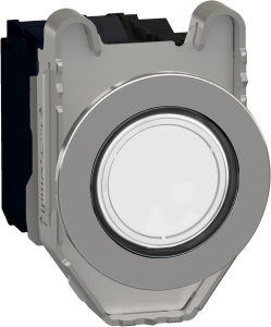 Drucktaster, beleuchtbar, Bund rund, weiß, Frontring schwarz, Einbau-Ø 30.5 mm, XB4FW31G5