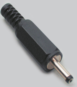 DC-Stecker mit Knickschutz, Innen-Ø 2,5 mm, Außen-Ø 5,5 mm, 9,5 mm Schaftlänge