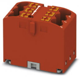 Verteilerblock, Push-in-Anschluss, 0,14-4,0 mm², 6-polig, 24 A, 6 kV, rot, 3273268