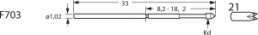 Standard-Prüfstift mit Tastkopf, Vierfach-Krone, Ø 1.02 mm, Hub 6.4 mm, RM 1.9 mm, L 33 mm, F70321S078L150