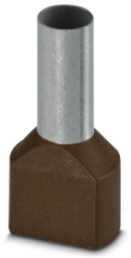 Isolierte Doppel-Aderendhülse, 10 mm², 26 mm/14 mm lang, DIN 46228/4, braun, 1213206