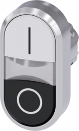 Doppeldrucktaster, beleuchtbar, tastend, Bund oval, weiß/schwarz, Einbau-Ø 22.3 mm, 3SU1051-3AB61-0AK0