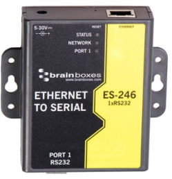 Geräteserver Ethernet zu Serial, 100 Mbit/s, RS232, (B x H x T) 106 x 105 x 28 mm, ES-246