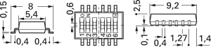 DIP-Schalter, 6-polig, gerade, 100 mA/6 VDC, CHS-06MB