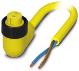 Sensor-Aktor Kabel, Kabeldose, abgewinkelt auf offenes Ende, 2-polig, 1 m, PVC, gelb, 13 A, 1416455