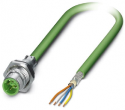 Sensor-Aktor Kabel, M12-Kabelstecker, gerade auf offenes Ende, 4-polig, 5 m, PVC, grün, 4 A, 1437834