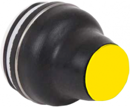 Drucktaster, tastend, Bund rund, gelb, Frontring schwarz, Einbau-Ø 22 mm, XACB9215