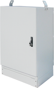 12 HE Außenschrank mit doppeltem Zugang, einwandig, eintürig, (H x B x T) 600 x 800 x 600 mm, IP55, Aluminium, lichtgrau, 12349-007