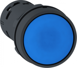 Drucktaster, tastend, Bund rund, blau, Frontring schwarz, Einbau-Ø 22 mm, XB7NA65