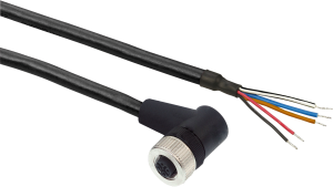 Sensor-Aktor Kabel, M12-Kabeldose, abgewinkelt auf offenes Ende, 4-polig, 2 m, PUR, schwarz, 4 A, XZCP1241L1S14