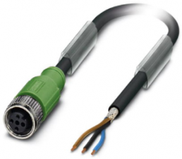 Sensor-Aktor Kabel, M12-Kabeldose, gerade auf offenes Ende, 3-polig, 5 m, PUR, schwarz, 4 A, 1682809
