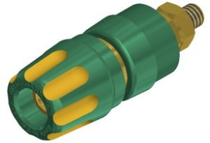 Polklemme, 4 mm, gelb/grün, 30 VAC/60 VDC, 35 A, Schraubanschluss, vergoldet, PKI 10 A GE/GN AU
