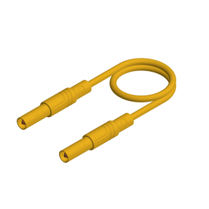 Messleitung mit (4 mm Stecker, gefedert, gerade) auf (4 mm Stecker, gefedert, gerade), 0.5 m, gelb, PVC, 1,0 mm², CAT III