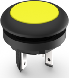 Drucktaster, 1-polig, gelb, unbeleuchtet, 0,1 A/35 V, Einbau-Ø 16.2 mm, IP65/IP67, 1.15.210.001/0401