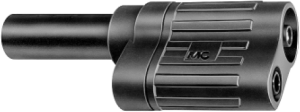 Sicherheits-Abzweigadapter mit Arretierung, Ø 6 mm Stecker auf 2 x Ø 4 mm Sicherheits-Buchse, CAT III, schwarz