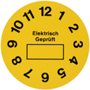 Elektro-Prüfplakette, schwarz auf gelb, 3-1768036-1