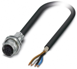 Sensor-Aktor Kabel, M12-Kabeldose, gerade auf offenes Ende, 4-polig, 3 m, PUR, schwarz, 4 A, 1076052