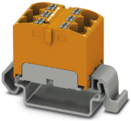 Verteilerblock, Push-in-Anschluss, 0,2-6,0 mm², 6-polig, 32 A, 6 kV, orange, 3273676