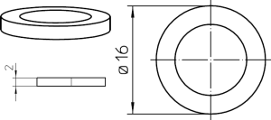 Unterlegscheibe, H 2 mm, Innen-Ø 10.5 mm, Außen-Ø 16 mm, Stahl, verzinkt, 3049065