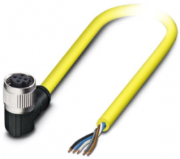 Sensor-Aktor Kabel, M12-Kabeldose, abgewinkelt auf offenes Ende, 5-polig, 5 m, PVC, gelb, 4 A, 1406171
