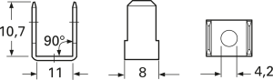 Flachstecker, 6,3 x 0,8 mm, L 10.7 mm, unisoliert, abgewinkelt, 3876C.67
