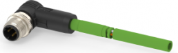Sensor-Aktor Kabel, M12-Kabelstecker, abgewinkelt auf offenes Ende, 4-polig, 1 m, PUR, grün, 4 A, TAD14245101-002