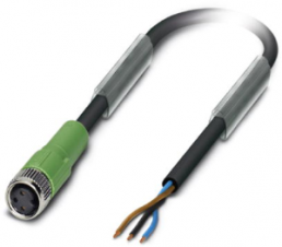 Sensor-Aktor Kabel, M8-Kabeldose, gerade auf offenes Ende, 3-polig, 1.5 m, PVC, schwarz, 4 A, 1415870