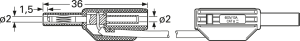 Messleitung mit (2 mm Stecker, gefedert, gerade) auf (2 mm Stecker, gefedert, gerade), 600 mm, schwarz, PVC, 0,5 mm², CAT II