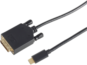 DVI Adapterkabel, DVI 24+1 Stecker auf USB 3.1 Stecker Typ C, schwarz, 3 m