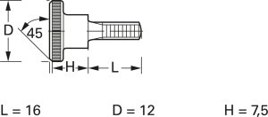 Rändelschraube, M3, Ø 12 mm, 16 mm, Stahl, verzinkt, DIN 464