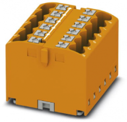Verteilerblock, Push-in-Anschluss, 0,14-4,0 mm², 12-polig, 24 A, 6 kV, orange, 3273304