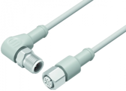 Sensor-Aktor Kabel, M12-Kabelstecker, abgewinkelt auf M12-Kabeldose, gerade, 3-polig, 2 m, PVC, grau, 4 A, 77 3730 3727 20403-0200