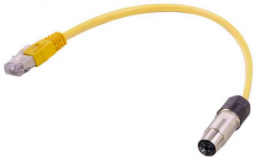 Sensor-Aktor Kabel, M12-Kabeldose, gerade auf RJ45-Kabelstecker, gerade, 8-polig, 0.5 m, PUR, gelb, 0948C592756005