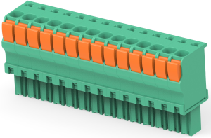 Leiterplattenklemme, 14-polig, RM 3.5 mm, 0,05-2 mm², 9 A, Push-in-Federanschluss, grün, 1-1986692-4