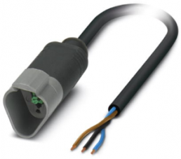 Sensor-Aktor Kabel, Kabelstecker auf offenes Ende, 3-polig, 1.5 m, PUR, schwarz, 8 A, 1414999