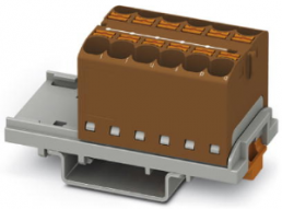 Verteilerblock, Push-in-Anschluss, 0,2-6,0 mm², 12-polig, 32 A, 6 kV, braun, 3273558