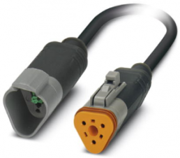 Sensor-Aktor Kabel, Kabelstecker auf Kabeldose, 3-polig, 0.3 m, PUR, schwarz, 8 A, 1415003