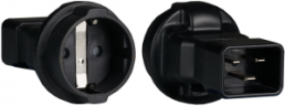 Netzadapter IEC C20 auf Schuko-Dose, schwarz