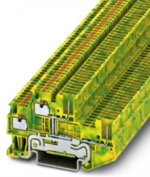 Schutzleiter-Doppelstockklemme, Push-in-Anschluss, 0,14-1,5 mm², 4-polig, 6 kV, grün, 3212455