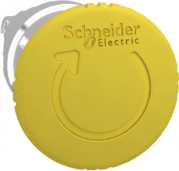 Drucktaster, Bund rund, gelb, Frontring silber, Einbau-Ø 22 mm, ZB4BS55