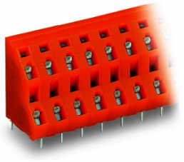 Leiterplattenklemme, 12-polig, RM 7.62 mm, 0,08-2,5 mm², 21 A, Käfigklemme, orange, 736-656