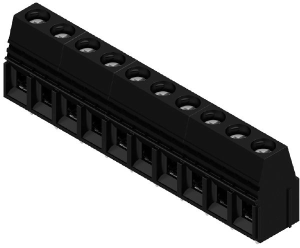 Leiterplattenklemme, 10-polig, RM 10.16 mm, 0,14-16 mm², 65 A, Schraubanschluss, schwarz, 1226280000