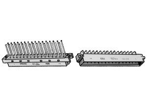 Messerleiste, Typ D, 32-polig, a-c, RM 2.54 mm, Lötstift, abgewinkelt, vergoldet, 354868
