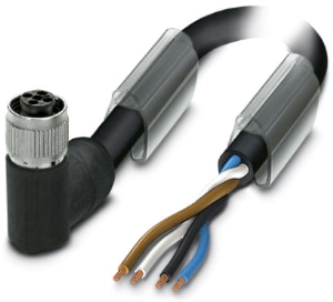 Sensor-Aktor Kabel, M12-Kabeldose, abgewinkelt auf offenes Ende, 4-polig, 5 m, PVC, schwarz, 12 A, 1089984