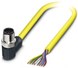 Sensor-Aktor Kabel, M12-Kabelstecker, abgewinkelt auf offenes Ende, 8-polig, 10 m, PVC, gelb, 2 A, 1406100